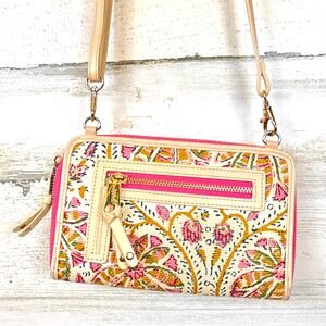 Spartina 449 Womens pink Multi Crossbody bag linen leather small